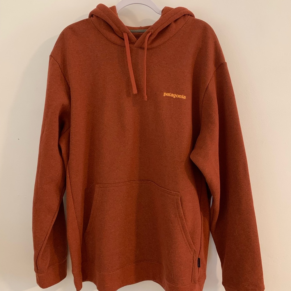 Patagonia Heavyweight Hoodie Mens XXL Fitz Roy Icon Uprisal Rust Brown
